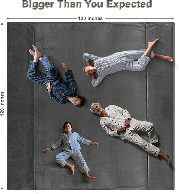 PHF Oversized King Fleece Blanket 120"x120", No Shed No Pilling Big Soft Blanket, Extra Large 10'x 10' Lightweight for Bed, Sofa Travel and Camping, Suitable for All Season, Dark Gray