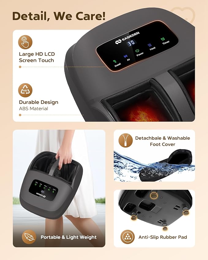 Shiatsu Foot Massager Machine with Heat, Deep Kneading, 2025 Upgrade Electric Foot Massager for Plantar Fasciitis, Neuropathy, Decent Gifts for Dad, Man, Fits up to Size 14