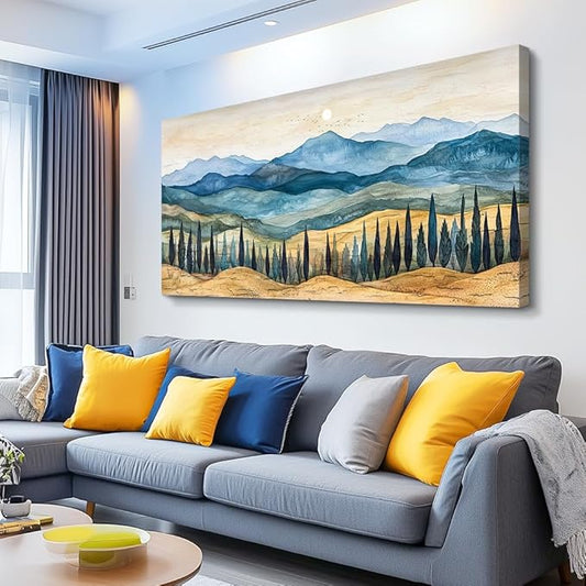 ZUITINGHUA Large Wall Decor For Living Room Canvas Wall Art For Office Modern Wall Decorations For Bedroom Mountains Landscape Painting Abstract Pictures Artwork Room Home Decor 24x48 In