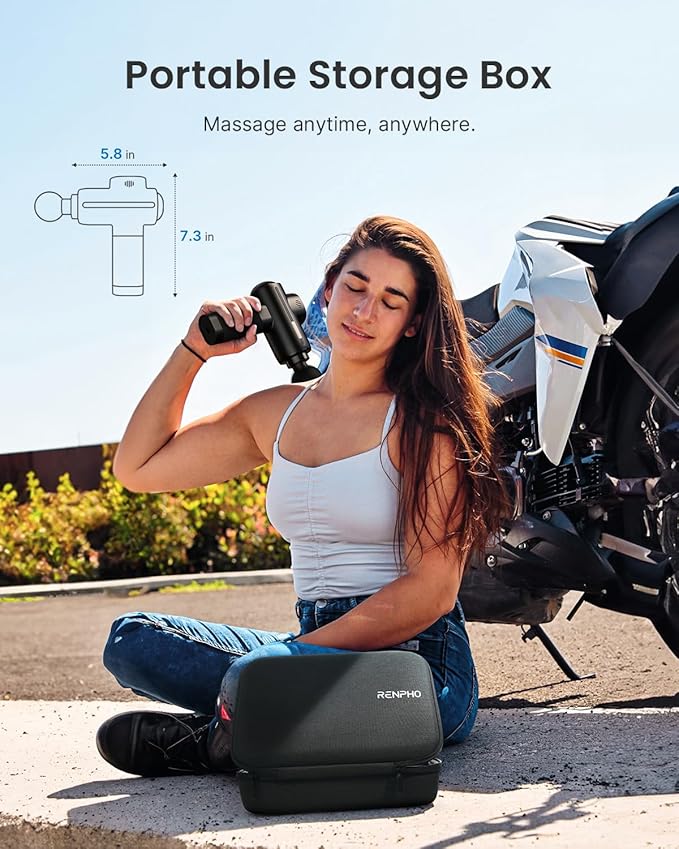 RENPHO Massage Gun Deep Tissue with Charging Stand, Heat and Cold Head, Percussion Body Muscle Masajeador for Athletes Pain Relief, Active Thermacool Deluxe