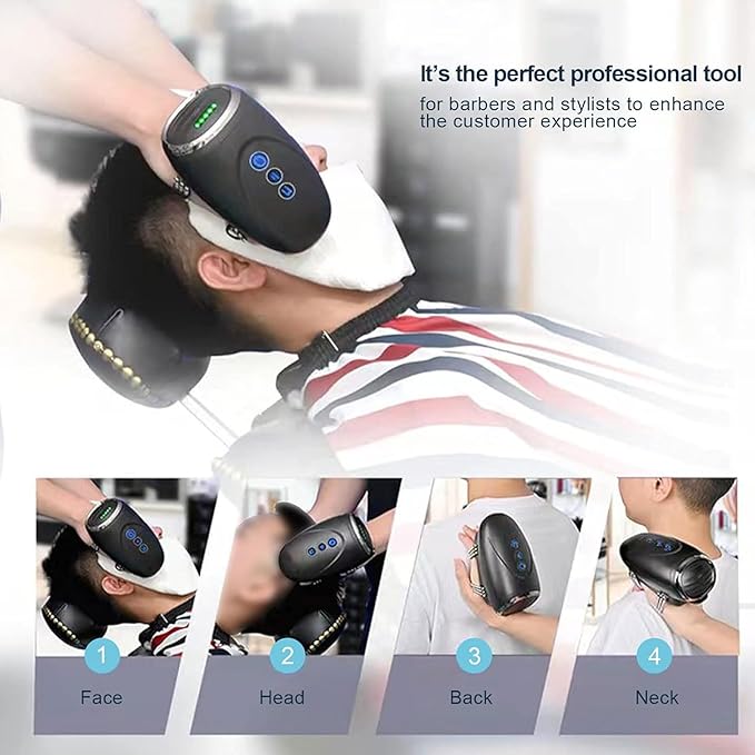 Cordless Handheld/Barber Massager Massager, Charge Neck/Legs/Hand/Face Massager, 2 Massage Nodes 2600AMH （Black）