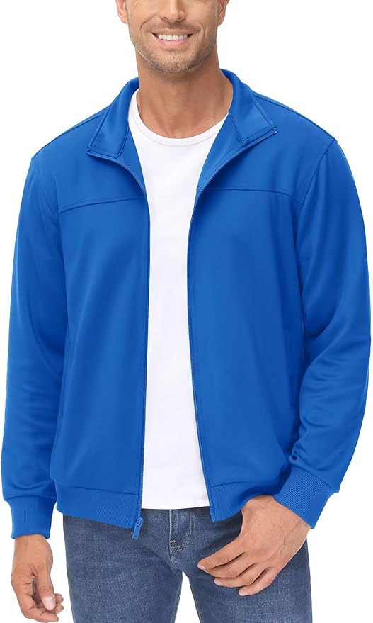 MAGCOMSEN Men's Track Jackets Lightweight Full-Zip Casual Coat Workout Running Athletic Active Jacket With Pockets