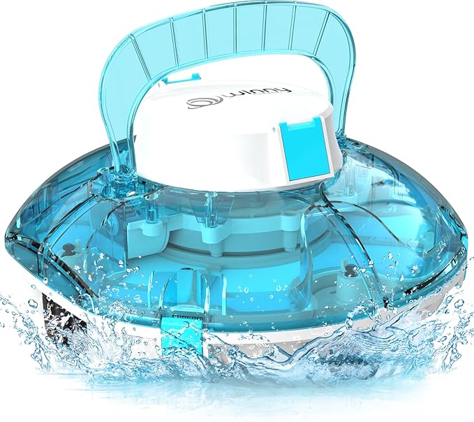 (2025 Upgrade) Cordless Robotic Pool Cleaner, Lasts 75 Min, Automatic Vacuum for Above-Ground Pools up to 645 Sq.ft,Portable, Self-Parking,Light Blue