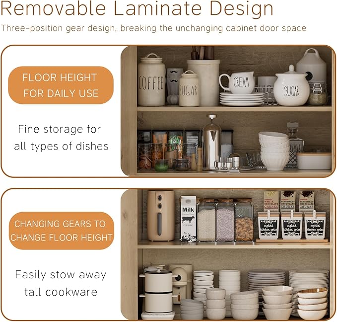 Set of 2 Large Buffet Sideboard Cabinet,91.96" Long Credenza Storage Cabinet,Mid Century Modern Kitchen Pantry Storage Cupboard Cabinets with Doors and Shelves,Fluted Cabinets for Dining Room