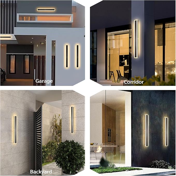 31.5 Inch Long Porch Lights Outdoor, Modern Outdoor Wall Light 3000K-6000K Dimmable Exterior Sconce IP65 Waterproof Exterior Wall Sconce Black Long Wall Lights for Porch Garage Patio Garden