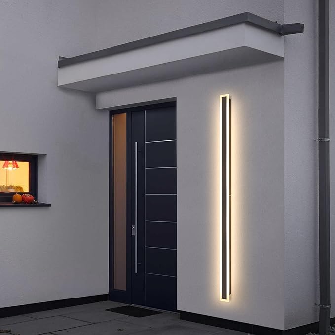 79 Inch Modern Outdoor Wall Light IP65 Waterproof Exterior Wall Sconce 3000K LED House Lights, Exterior Wall Lighting, Anti-Rust Linear Long Outdoor Light