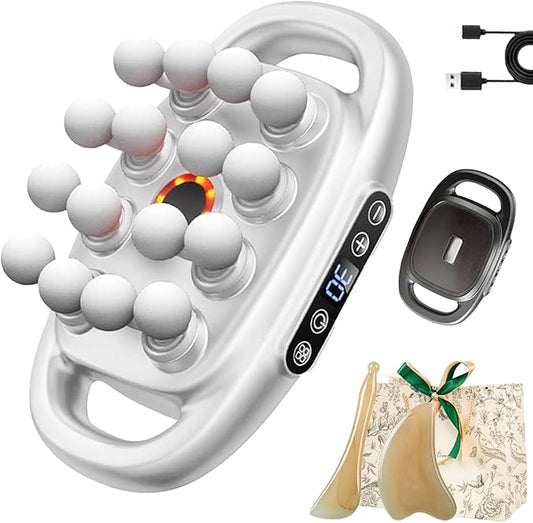 Deep Tissue Massager - 2025 New Massager, 16 Head Massage Deep Tissue with 3 Modes & 30 Intensities - Fascia Blaster for Back, Shoulders, Legs, Foot (White)