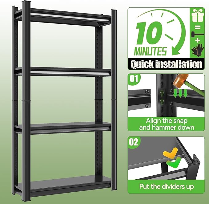 Book Shelf Industrial 4-Tier Bookshelfs Black, Adjustable Wide Storage, Easy to Assemble for Office (44" H * 39.3" W * 13.7" D)