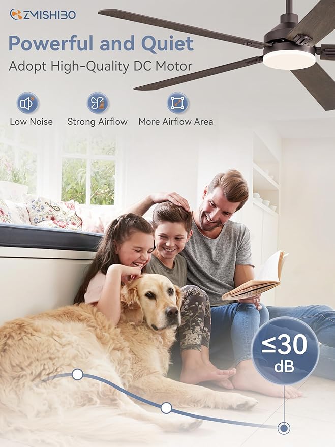 ZMISHIBO 60" Ceiling Fans with Lights, Oil Bronze Farmhouse Ceiling Fan with Remote, Rustic Indoor Ceiling Fan with Dual Finish Blades, Quiet & Strong Motor, Bright LED Light.