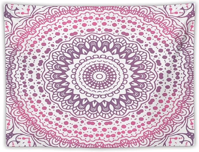 Kurtect Bohemian Tapestry,Colorful Pink Flower Abstract Geometric Pattern Boho Pattern Tapestries for Party Beach Picnic Blankets Tablecloths Living Room Wall Deocr, 30x40 in