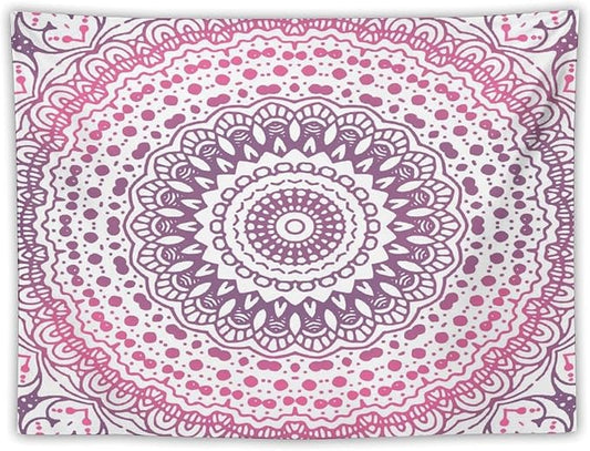 Kurtect Bohemian Tapestry,Colorful Pink Flower Abstract Geometric Pattern Boho Pattern Tapestries for Party Beach Picnic Blankets Tablecloths Living Room Wall Deocr, 30x40 in