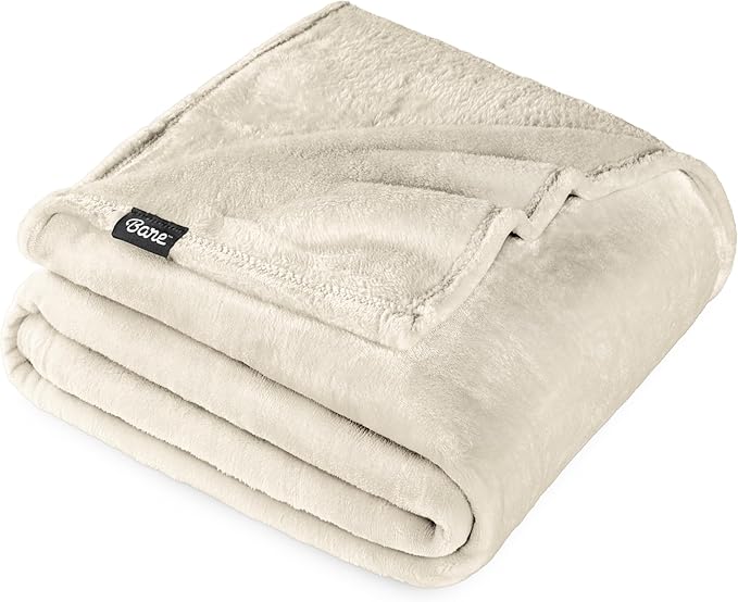 Bare Home Fleece Blanket - Twin/Twin Extra Long - Ultra-Soft Lightweight for Bed, Sofa, and Couch - Luxury Microplush - Cozy Warm Blanket (Twin/Twin XL, Oyster)