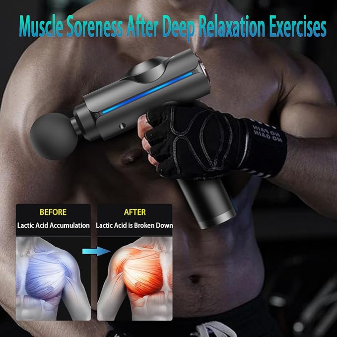 Massage Gun, Deep Tissue Massage Gun for Pain Relief, Quiet Electric Percussion Massager, Handheld Electric Muscle Massager with Carry Case 20 Speeds & LED Screen, Gift for Women/Men. Grey