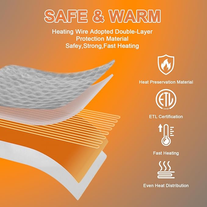 Heated Blanket Electric Throw Blanket 50''X 60''-Heating Blanket with 6 Heat Settings-4/10 Hours Auto Off,Cozy Faux Rabbit Fur Bubble Electric Blanket,Light Gray