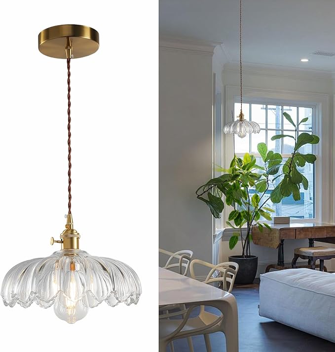 Glass Pendant Lights Kitchen Island: Modern Glass Pendant Lamp for Dining Room, Bedroom, Ceiling Hanging Fixture