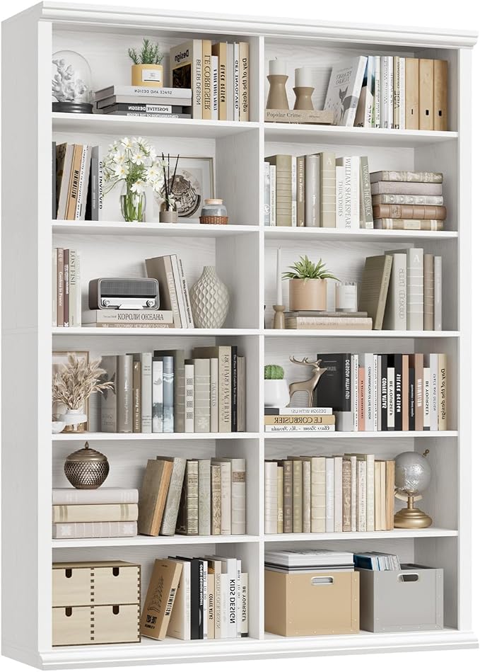 Rresyet 71.8" L *47.2“W Wooden Bookcase and Bookshelf – Extra Large Bookshelf with Double Storage, Elegant Design for Living Room, Office, and Apartment