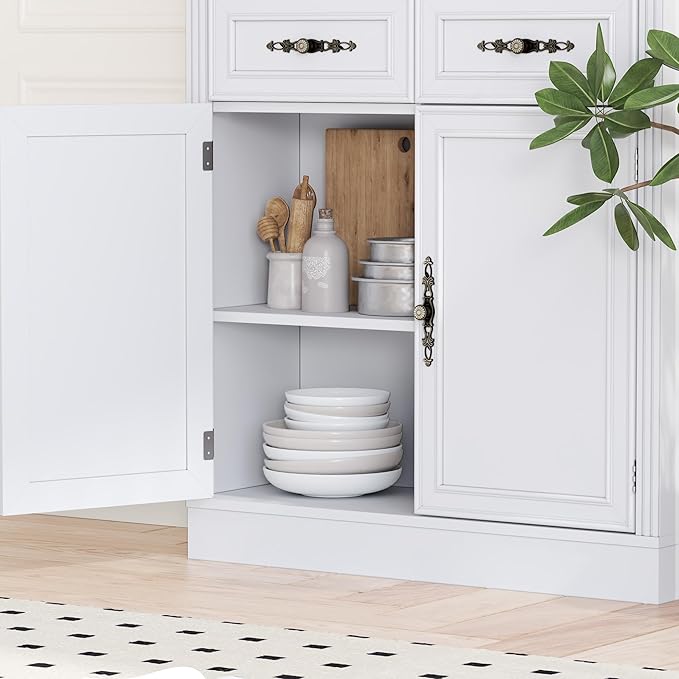 71.4" Tall Bookshelf with Drawers &amp; Cabinet, 5-Tier Floor Standing Bookcase with Storage Doors, Adjustable Shelves &amp; Metal Handles, 31.5" Wide Organizer for Home Office, Living Room