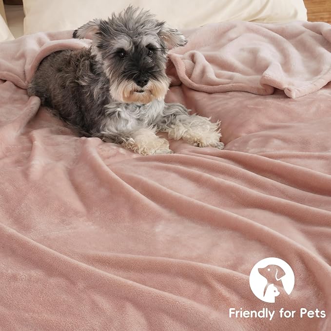 PHF Ultra Soft Fleece Blanket King Size, No Shed No Pilling Luxury Plush Cozy 300GSM Lightweight Blanket for Bed, Couch, Chair, Sofa Suitable for All Season, 108" x 90", Rose Pink