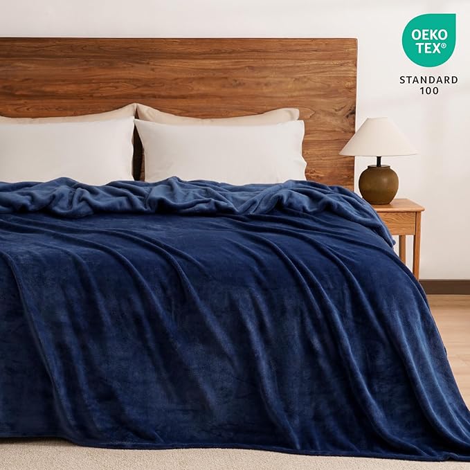 PHF Ultra Soft Fleece Blanket Twin Size, No Shed No Pilling Luxury Plush Cozy 300GSM Lightweight Twin XL Blanket for Bed, Couch, Chair, Sofa Suitable for All Season, 76" x 90", Navy Blue