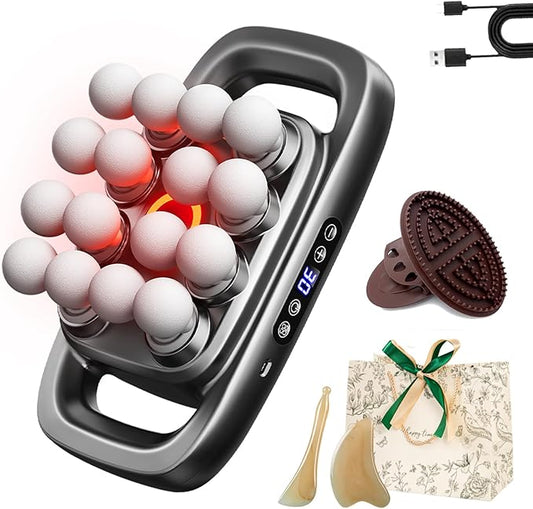 Deep Tissue Massager - 2025 New Massager, 16 Head Massage Gun Deep Tissue with 3 Modes & 30 Intensities - Fascia Blaster for Back, Shoulders, Legs, Foot (Black)