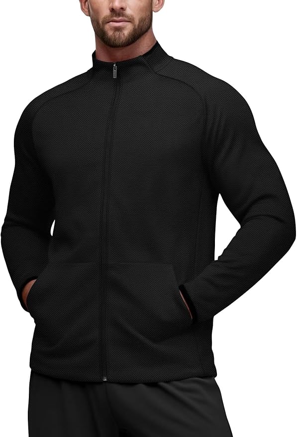 Zengjo Men's Track Jackets Full Zip Running Athletic Workout Lightweight Windproof Jacket with Zipper Pockets Quick Dry