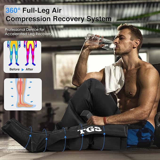 Leg Massager for Circulation and Pain Relief Thigh Compression Boots Professional Calf Recovery Compression System Full Leg Circulation Machine - Reduces Muscle Fatigue for Athletes/Seniors