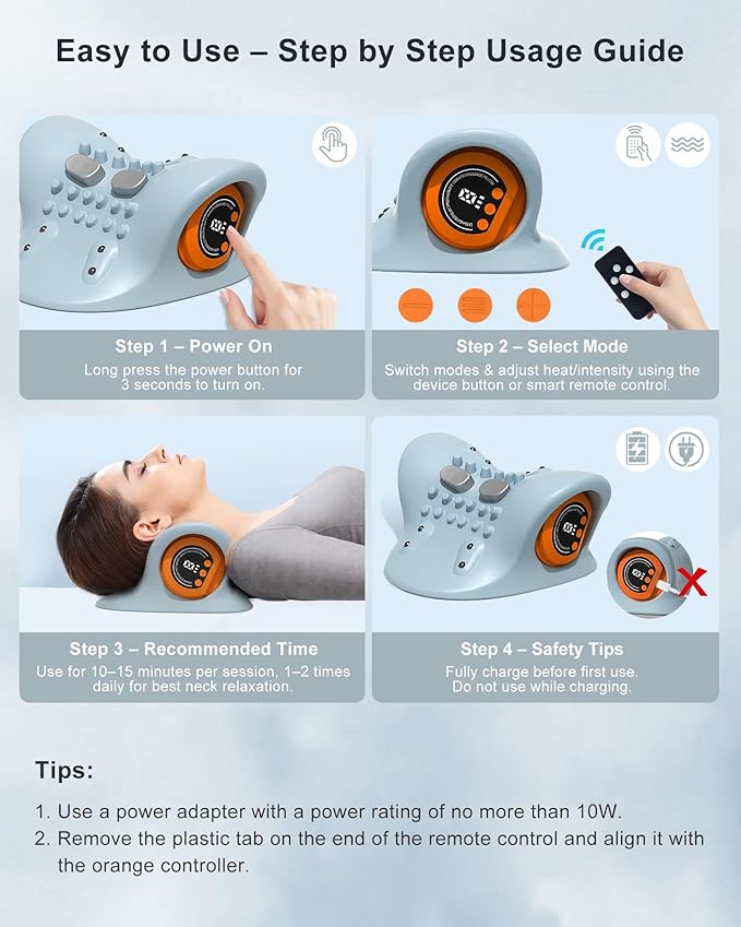2025 Upgraded Neck Massager Device with Heat, Pulse & Vibration, 3 Modes, Ergonomic Design, Portable Neck and Shoulder Massager for Relaxation & Muscle Tension Relief (Gray)