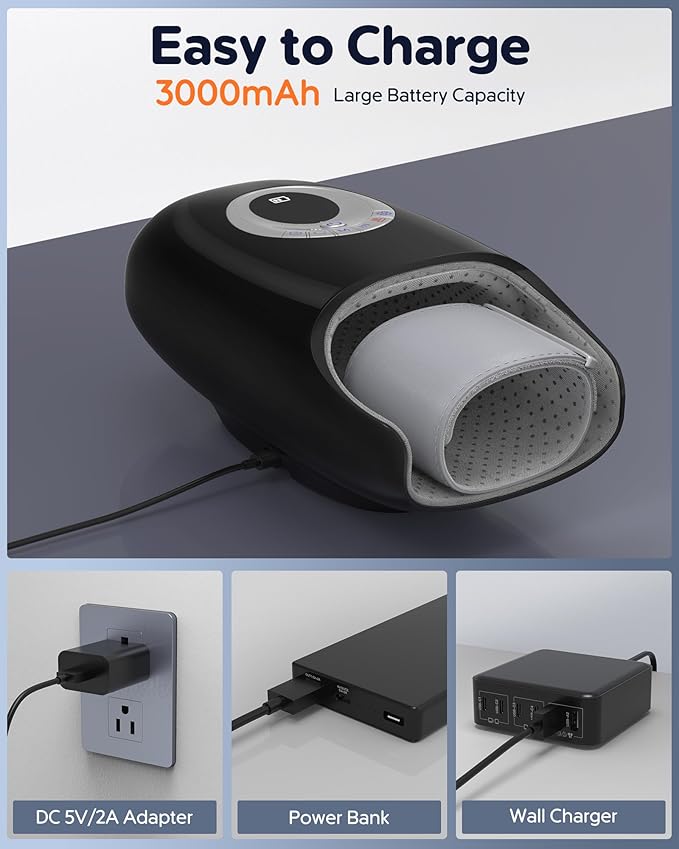 Hand Massager with Heat and Compression : Full Hand and Wrist Massage with Palm Kneading Rollers - Gifts for Arthritis Pain Relief Relaxation & Circulation - HSA or FSA Eligible