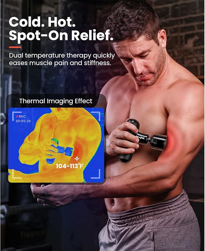 BOB AND BRAD Q2 Pro Mini Massage Gun with Heat and Cold Head, Pocket-Sized Deep Tissue Massager Gun, Portable Percussion Muscle Massager Gun, Ultra Small & Quiet Muscle Massage Gun