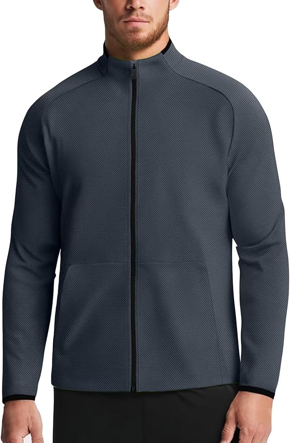 Zengjo Men's Track Jackets Full Zip Running Athletic Workout Lightweight Windproof Jacket with Zipper Pockets Quick Dry