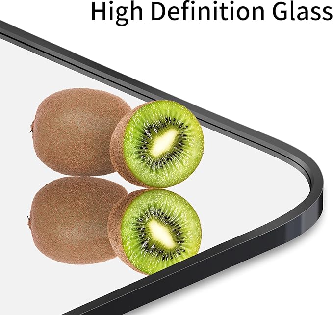 FORBATH Bathroom Mirror 24 x 36 Inches，Black Wall Mirror Aluminum Frame Wall Mounted Rounded Corner Morndern Mirror for Bathroom Bedroom Entryway Living Room