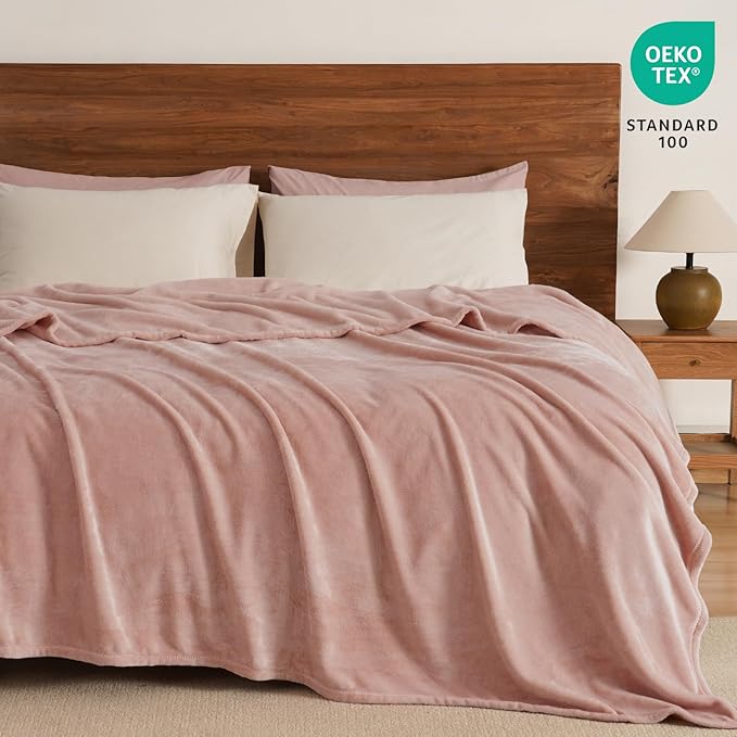 PHF Ultra Soft Fleece Blanket King Size, No Shed No Pilling Luxury Plush Cozy 300GSM Lightweight Blanket for Bed, Couch, Chair, Sofa Suitable for All Season, 108" x 90", Rose Pink