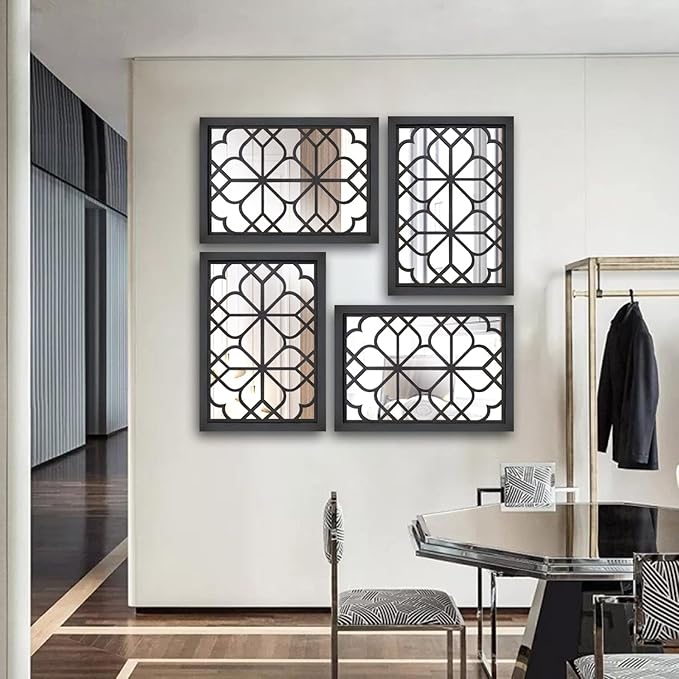 Wocred Set of 2 Rectangular Wall Mirror,Gorgeous Rustic Farmhouse Accent Mirror,Black Entry Mirror for Bathroom Renovation,Bedrooms,Living Rooms and More(11”x15”)