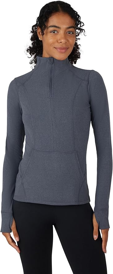 Yogalicious Half Zip Lightweight Workout Long Sleeve Athletic Jacket with Front Pockets and Thumbholes