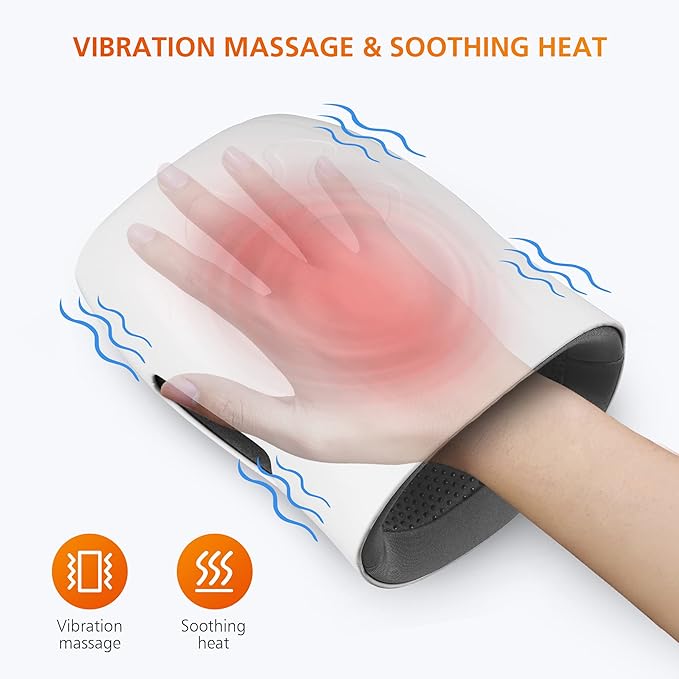 Snailax Hand Massager with Heat and Compression, Vibration, Cordless Hand Massager, 3 Compression Intensities, Rechargeable, Gifts for Women, Men, Mom