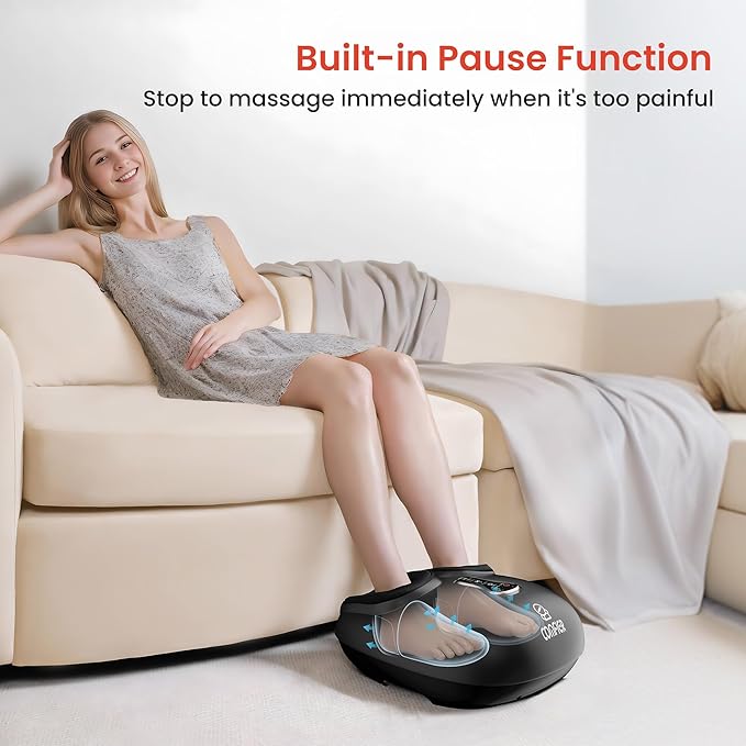 COMFIER 2025 Upgrade shiatsu Foot Massager for Neuropathy,Plantar Fasciitis,Foot Massager with Heat,Remote Control,Pause Function, feet Massager with Compression,Vibration,Gift for Men Size 13