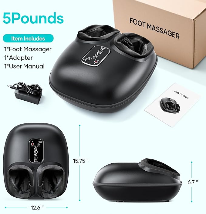 New Shiatsu Foot Massager with Heat, Vibration,Rolling Compression Feet Massager Machine, 3-Level Adjustable, Full Wrap & Knead, Easy to Use for Daily Relaxation, Pain Relief, Portable for Family