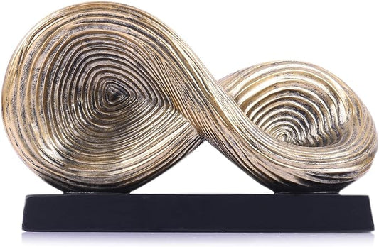 5.5‘’ Infinity Knot Sculpture - Abstract Decorative Object, Modern Infinity Loop Symbol for Home Decor, Knick Knacks for Shelves, Living Room Table, TV Stand, Geometric Coffee Table Statues(Gold)