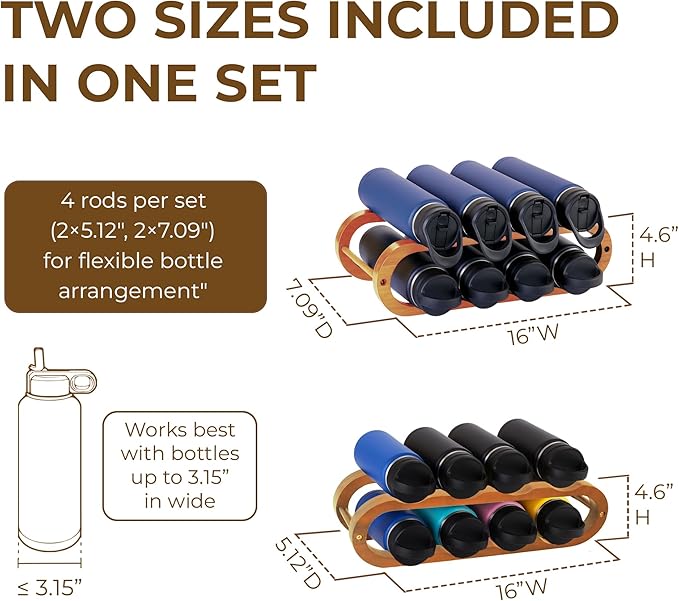 16" Acacia Wood Wine Rack, Elegant 8-Bottle Wooden Countertop Display, Modern Compact Storage Stand for Kitchen, Bar, or Dining Room Decor, Durable & Convenient