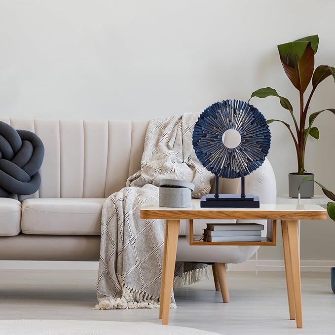 Minimalist Round Statue Above Cabinet Decor Kitchen, Modern Decorative Sculpture Home Decorations for Living Room Coffee Table, Office Decor Items, Center Pieces Decoration (Blue)