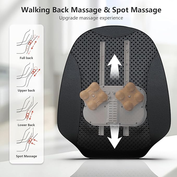 Back Massager with Heat, 4D Kneading Back Massager for Pain Relief Deep Tissue, Massagers for Neck, Back & Shoulder, Gifts for Men Women Mom Dad, Stress Relax at Home Office and Car