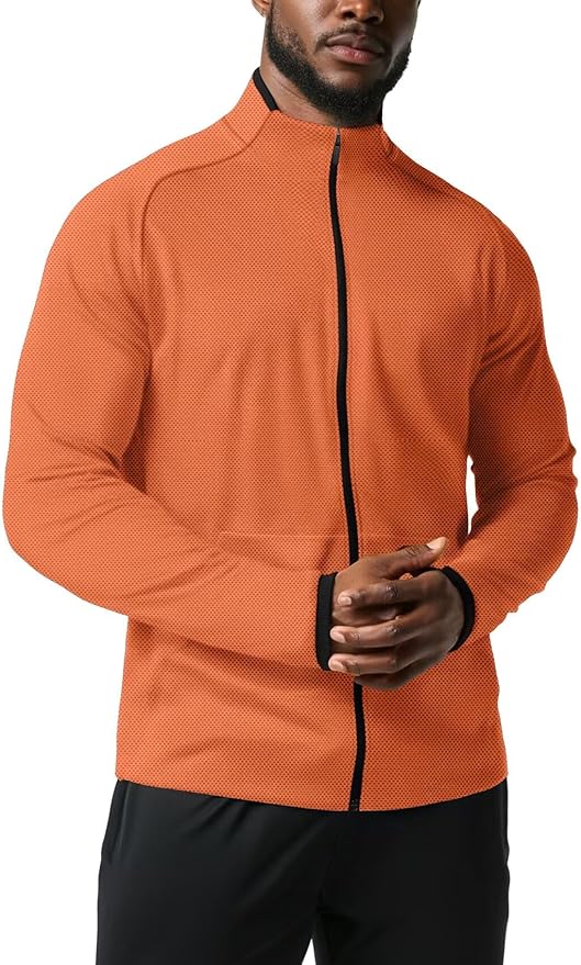 Zengjo Men's Track Jackets Full Zip Running Athletic Workout Lightweight Windproof Jacket with Zipper Pockets Quick Dry