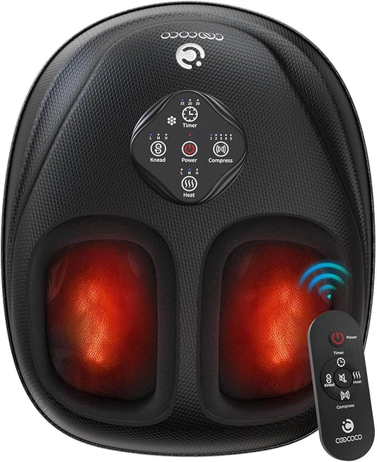 Relaxation Gifts for Women Men Mom Dad, 2025 Upgrade Shiatsu Foot Massager with Heat, FSA Eligible Feet Massager for Plantar Fasciitis & Neuropathy, Adjustable Modes & Compression, Remote Control