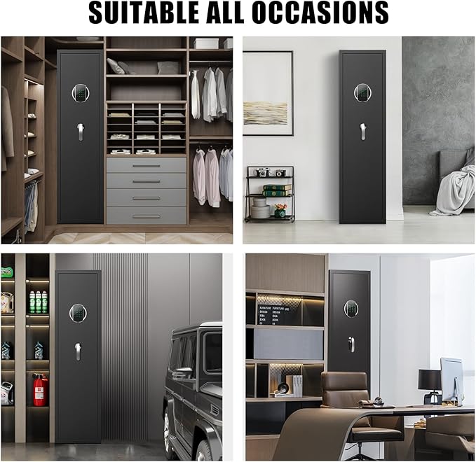 8-12 Gun Safe, Digital Gun Safes & Cabinets, 57"Heavy Duty Long Gun Cabinet for Rifles and Shotguns, Quick Access Gun Safe for Home Rifles and Pistols with Backlit Touch Keypad, Dual Alarm System