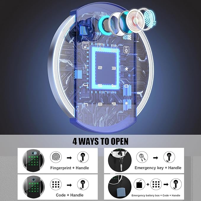 8-12 Gun Safe, Biometric Rifle Safe, 57"Heavy Duty Long Gun Cabinet for Rifles and Shotguns, Quick Access Gun Cabinet for Home Rifles and Pistols with LCD Keypad, Dual Alarm System