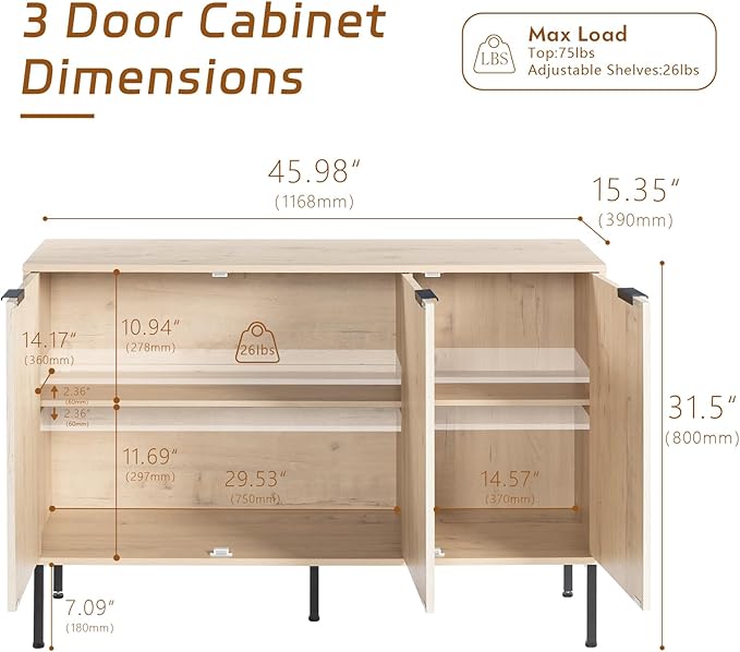 Set of 2 Large Buffet Sideboard Cabinet,91.96" Long Credenza Storage Cabinet,Mid Century Modern Kitchen Pantry Storage Cupboard Cabinets with Doors and Shelves,Fluted Cabinets for Dining Room