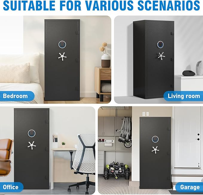 15-20 Gun Safe for Rifles and Pistols, Large Unassembled Rifle Safe with Adjustable Shelf & Gun Rack, Quick Access Gun Cabinet for Home and Shotguns with Mute Function & Dual Alarm