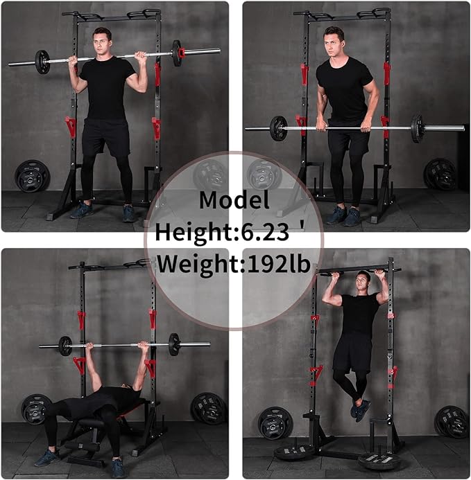 CANPA Multifunction Power Rack with Pull up Bar, Heavy Capacity and Adjustable Squat Stand Rack for Home Gym Equipment, Power Rack Cage