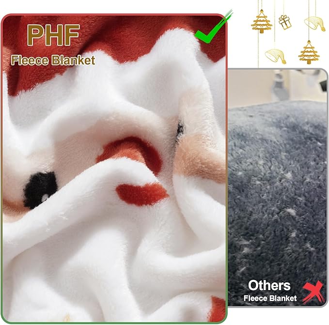 PHF Printed Fleece Throw Blanket, No Shed No Pilling Ultra Soft Plush Cozy Xmas Prints Theme Home Décor Flannel Blanket for Bed, Sofa, Couch and Gift, 50" x 60", Christmas Island