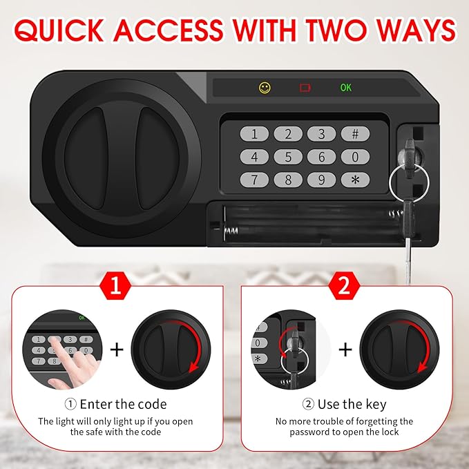 1.2 Cub Small Fireproof Safe for Home, Personal Fire Safe Box with Digital Keypad Key and Removable Shelf, Small Security Box for Money Firearm Medicine Valuables